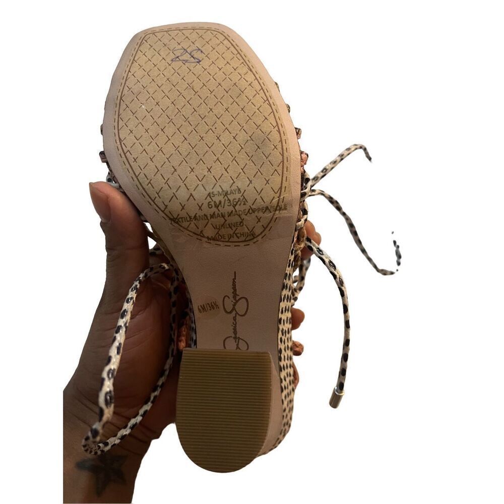 JESSICA SIMPSON MILAYE STRAPPY LACE UP HEEL SANDALS - Picture 3 of 5